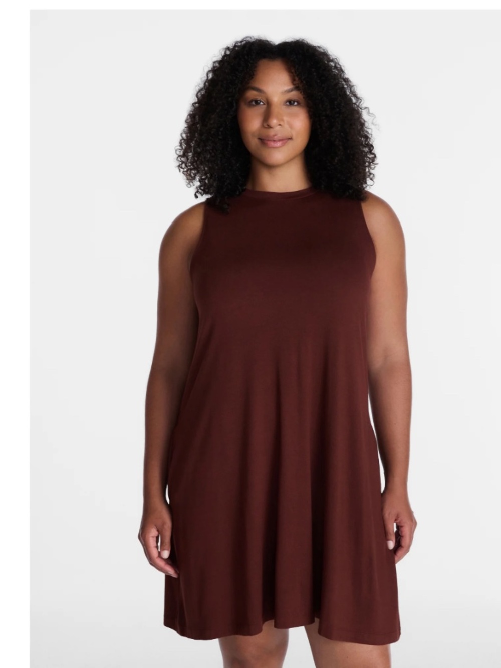 Time and Tru Women’s Brown Trunk Fit N Flare Swing Sleeveless Knit Dress XX… - Picture 3 of 9